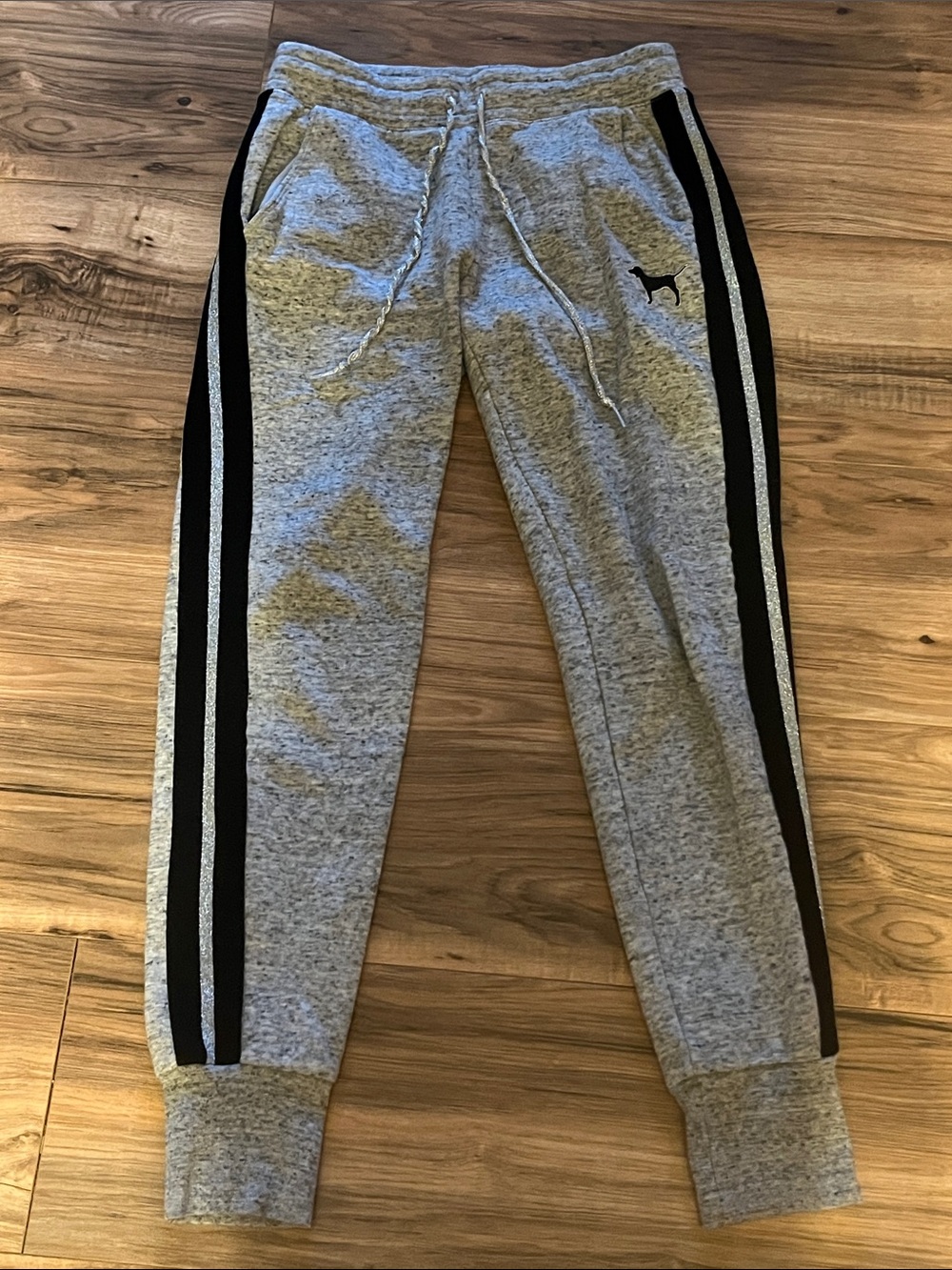 PINK Victoria's Secret Grey Joggers with Black Side Stripes